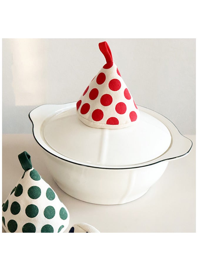 Conical Oven Mitts Set of 2 Heat Resistant Oven Gloves Cotton Linen Mini Pot Holders  - Image 5