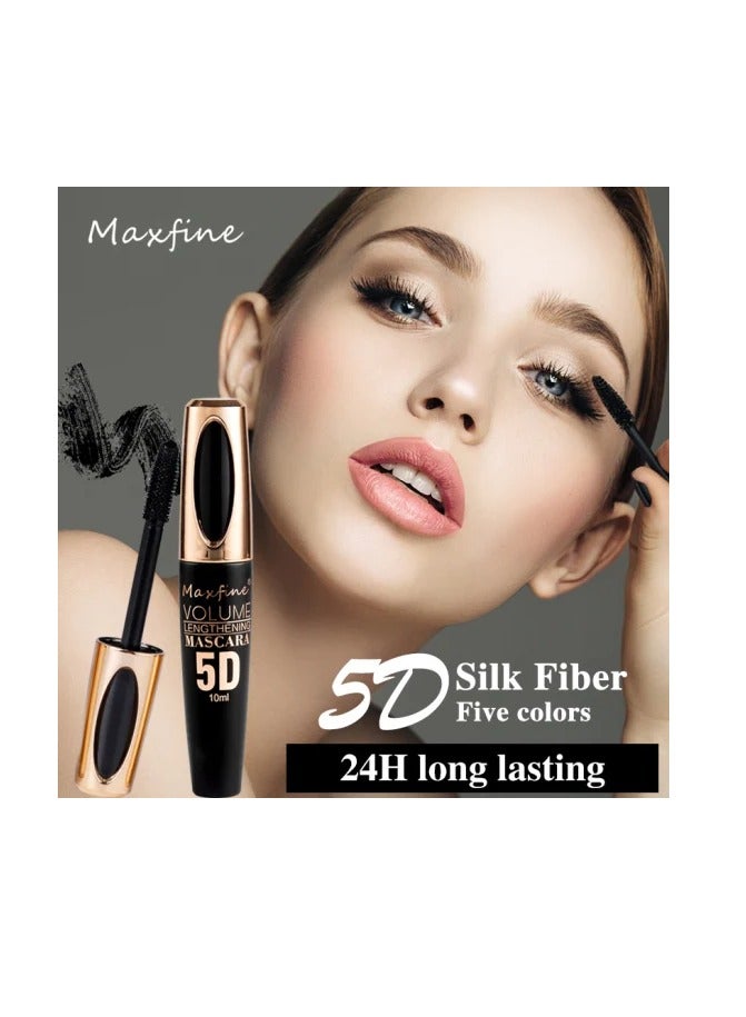 Maxfine 5D Volume Lash Lengthening Mascara Waterproof Mascara for Eyelashes Silk Fiber Liquid Lash Extensions Colored Tubing Mascara with Eyelash Brush Volume and Length Long Lasting Mascara Purple 05  - Image 5