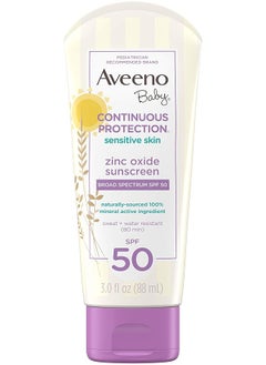 Aveeno Baby Continuous Protection Zinc Oxide Mineral Sunscreen Lotion For Sensitive Skin Broad Spectrum Spf 50  - Image 1