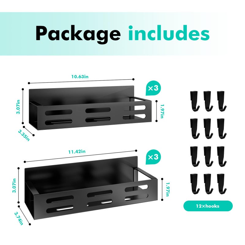 SETBAOO 6 Pack Magnetic Spice Rack for Refrigerator Set, Black Magnetic Shelf and Fridge Kitchen Cabinet Organizers Storage Seasoning Organization Mini Shelves. - Image 2