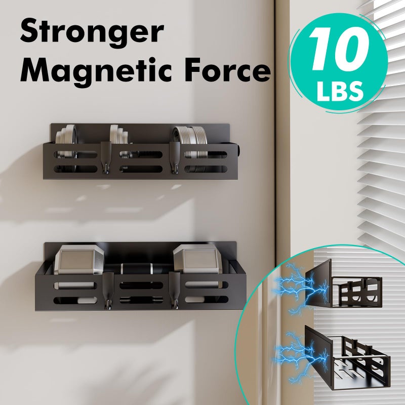 SETBAOO 6 Pack Magnetic Spice Rack for Refrigerator Set, Black Magnetic Shelf and Fridge Kitchen Cabinet Organizers Storage Seasoning Organization Mini Shelves. - Image 3
