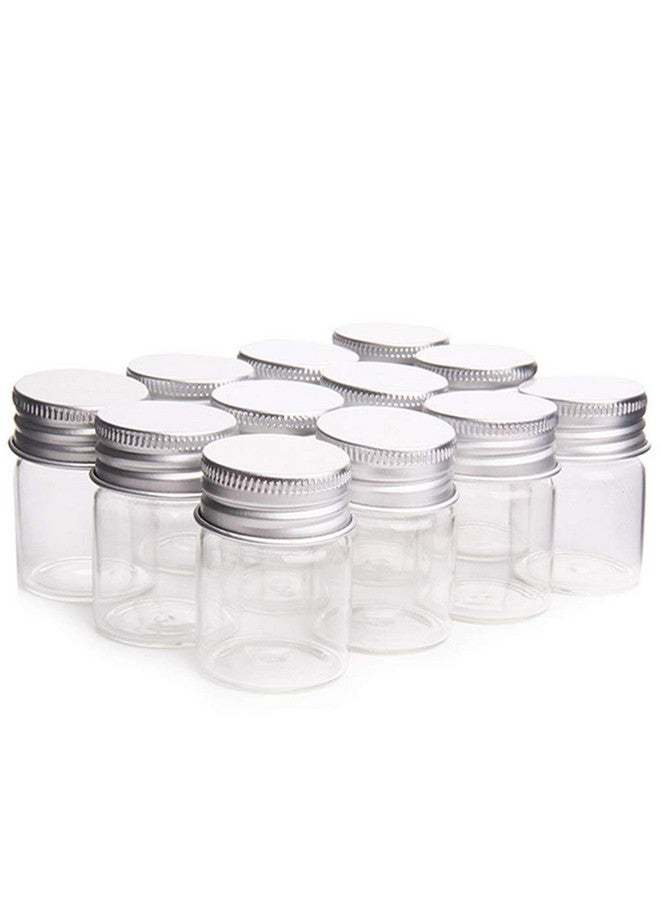 Teensery 12 Pcs Empty Clear Glass Bottles With Screw Aluminum Cap Mini Container Jars For Essential Oil Powders Cream Ointments Grease Cosmetic Makeup Sample(15Ml) - Image 1