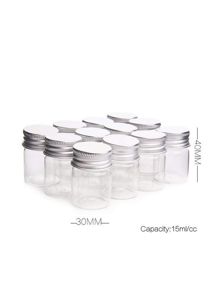 Teensery 12 Pcs Empty Clear Glass Bottles With Screw Aluminum Cap Mini Container Jars For Essential Oil Powders Cream Ointments Grease Cosmetic Makeup Sample(15Ml) - Image 5