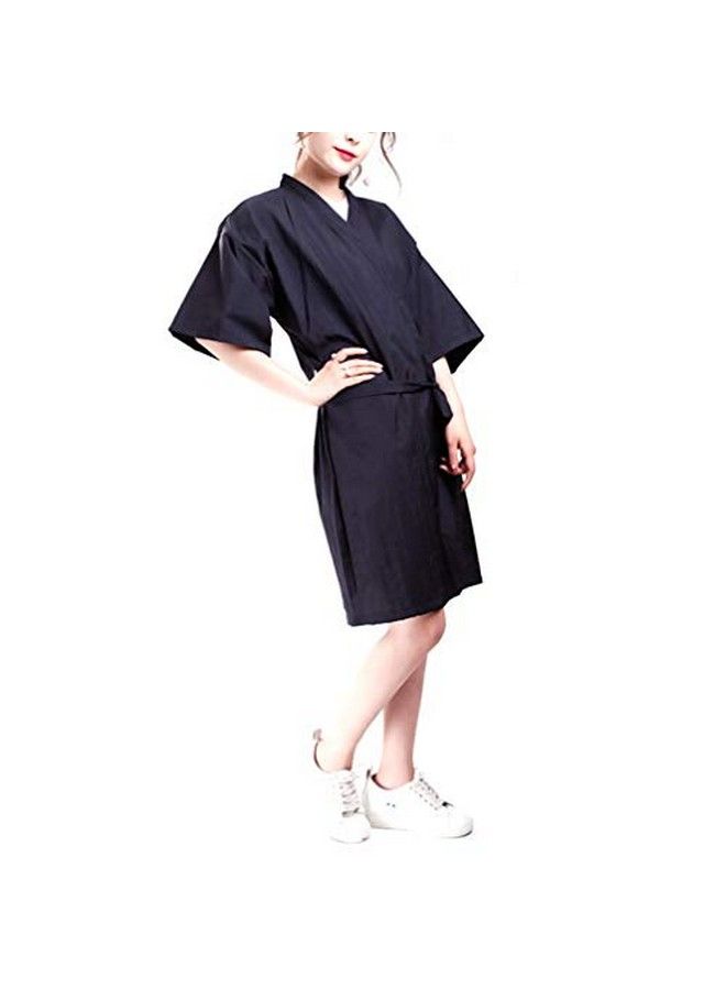 Lurrose Salon Client Gown Robes Cape Hair Salon Hair Cutting Smock For Clients Kimono Style (Black) - Image 4