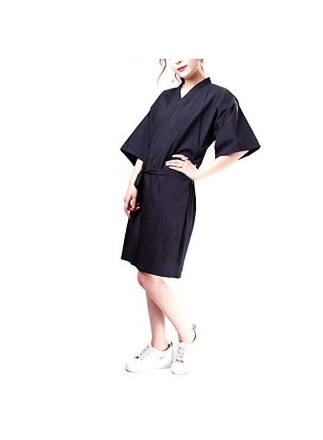 Lurrose Salon Client Gown Robes Cape Hair Salon Hair Cutting Smock For Clients Kimono Style (Black) - Image 2