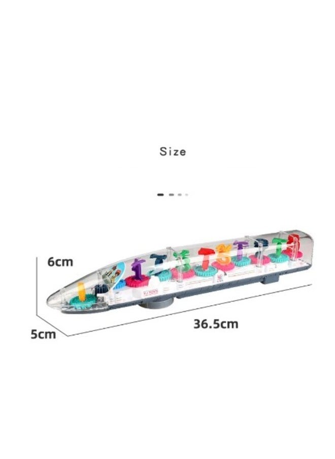 Toy Box Transparent Gear Train Universal Walking Train Colorful Lights Musical Toys Children  - Image 1