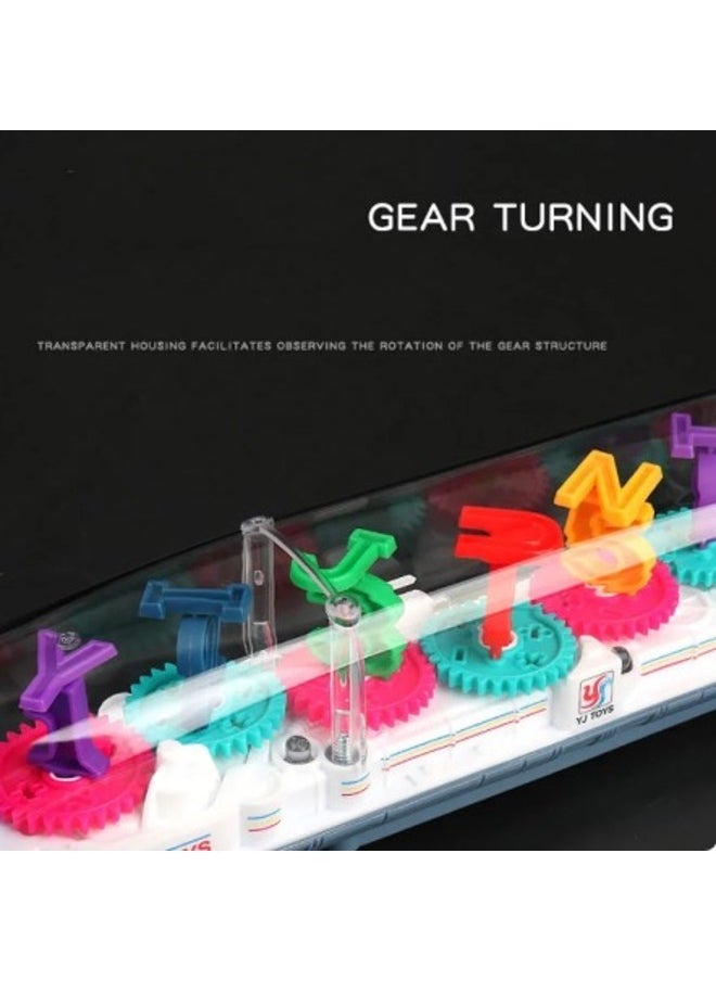 Toy Box Transparent Gear Train Universal Walking Train Colorful Lights Musical Toys Children  - Image 5