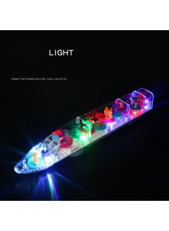 Toy Box Transparent Gear Train Universal Walking Train Colorful Lights Musical Toys Children  - Image 2