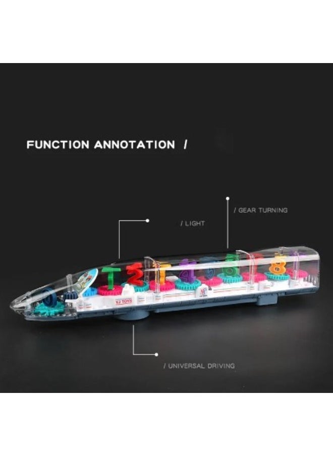 Toy Box Transparent Gear Train Universal Walking Train Colorful Lights Musical Toys Children  - Image 4
