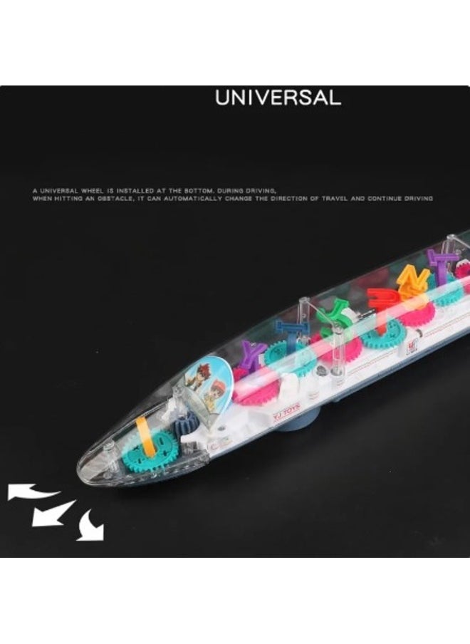 Toy Box Transparent Gear Train Universal Walking Train Colorful Lights Musical Toys Children  - Image 3