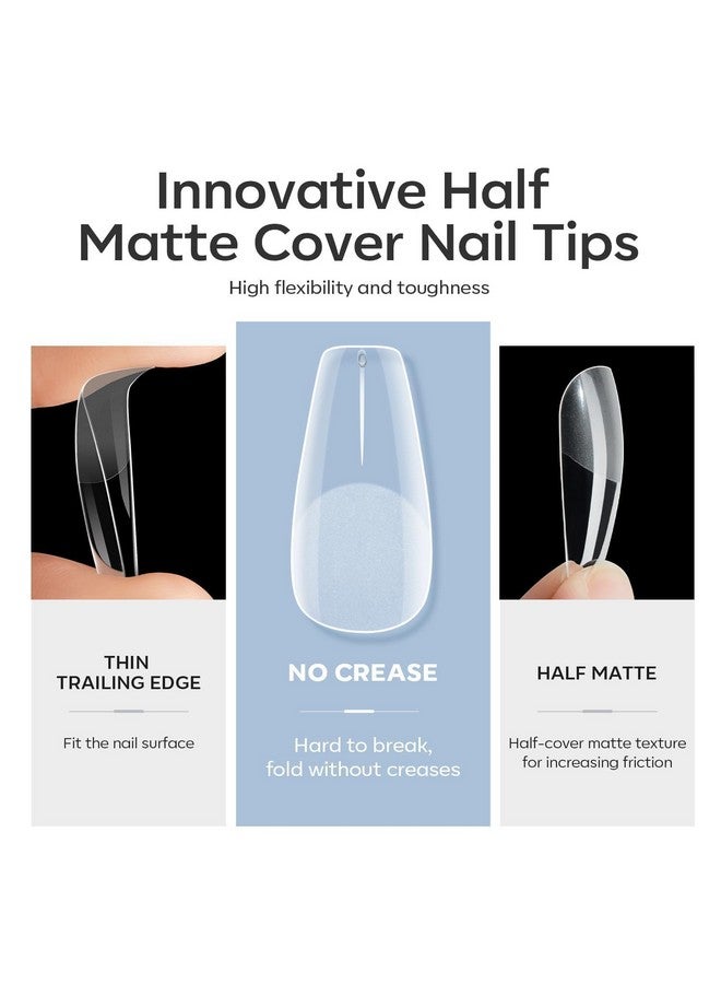 modelones Gel Nail Kit, Fake Nails Medium Coffin, 9-in-One Glue Prep Dehydrator & Portable Mini U V Light Acrylic Clipper, 500Pcs Coffin Tips Extension Kit for DIY Salon Home Gifts for Women - Image 1