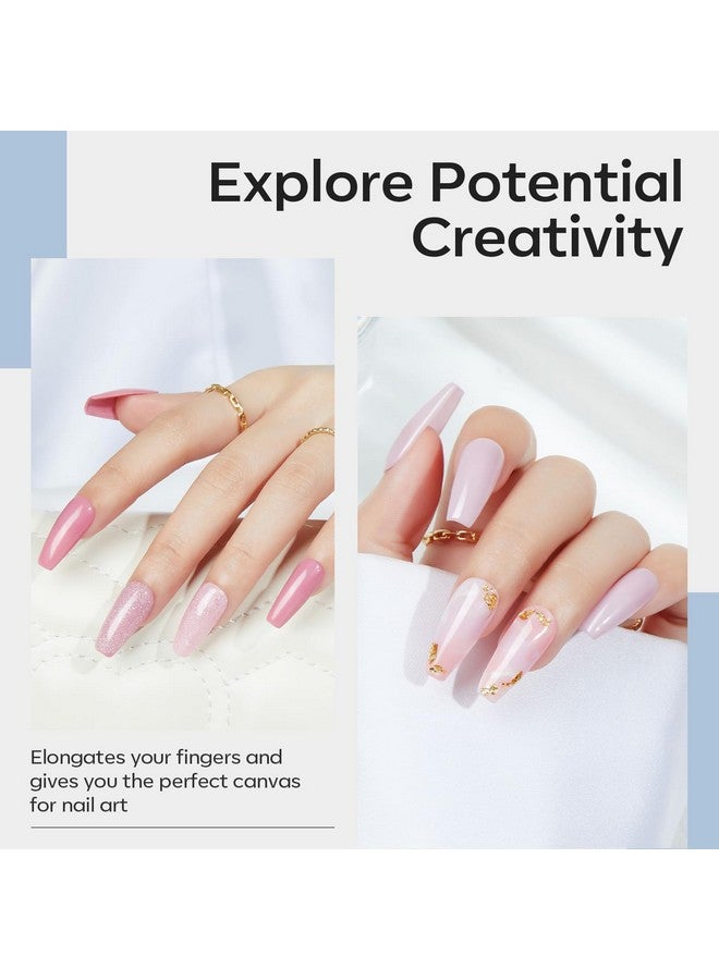 modelones Gel Nail Kit, Fake Nails Medium Coffin, 9-in-One Glue Prep Dehydrator & Portable Mini U V Light Acrylic Clipper, 500Pcs Coffin Tips Extension Kit for DIY Salon Home Gifts for Women - Image 4