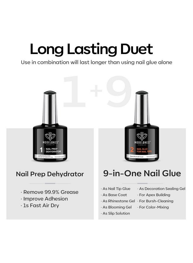 modelones Gel Nail Kit, Fake Nails Medium Coffin, 9-in-One Glue Prep Dehydrator & Portable Mini U V Light Acrylic Clipper, 500Pcs Coffin Tips Extension Kit for DIY Salon Home Gifts for Women - Image 2