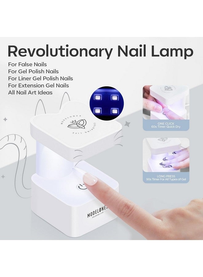 modelones Gel Nail Kit, Fake Nails Medium Coffin, 9-in-One Glue Prep Dehydrator & Portable Mini U V Light Acrylic Clipper, 500Pcs Coffin Tips Extension Kit for DIY Salon Home Gifts for Women - Image 3