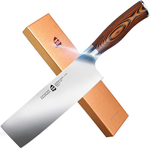 TUO Nakiri Knife 65 Vegetable Cleaver Japanese Chef Knife for Kitchen German X50CrMoV15 Stainless Steel  Pakkawood Handle  Fiery Series