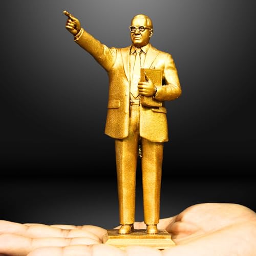 NEEANN Dr. B.R. Ambedkar Statue - 5 Inches Polystone Murti- Standing Posture Pratima- Brass, Copper, Bronze Finish - Symbol of Justice & Equality - Home, Office, and Car Dashboard (Brass) - Image 1