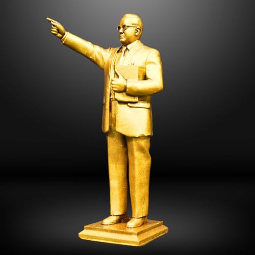 NEEANN Dr. B.R. Ambedkar Statue - 5 Inches Polystone Murti- Standing Posture Pratima- Brass, Copper, Bronze Finish - Symbol of Justice & Equality - Home, Office, and Car Dashboard (Brass) - Image 4