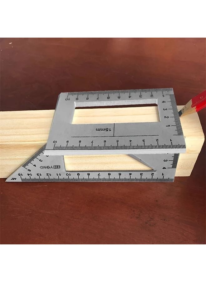 1pc Aluminum Alloy Angle Ruler 45 90 Degree Dual Angle Precision Square Gauge Silvery - Image 3
