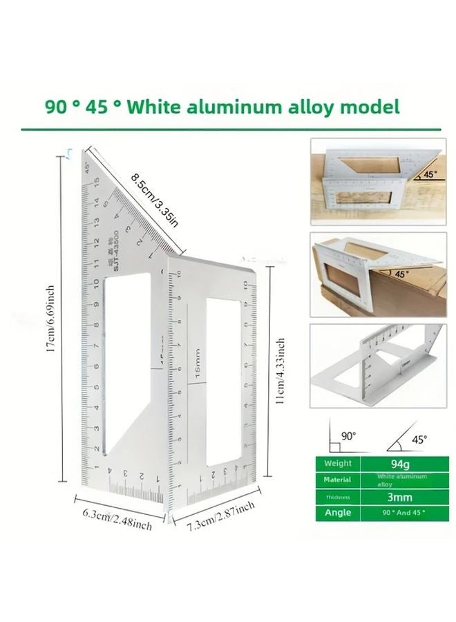 1pc Aluminum Alloy Angle Ruler 45 90 Degree Dual Angle Precision Square Gauge Silvery - Image 5