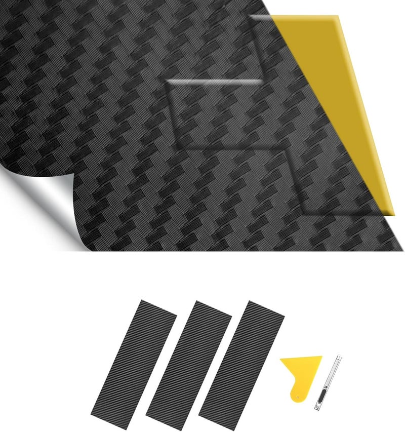 BLAKAYA Compatible with 11.8" x 4" Carbon Fiber Chevy Bowtie Emblem Wrap Kit Logo Overlay Vinyl Wrap with Spatula and Cutter 3Pcs Black - Image 1