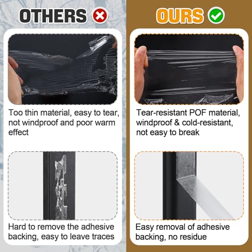 Apipi Thicken Window Insulation for Winter - Fits 5 Windows of 3' x 5' Durable Sealing Plastic Film Cover, Clear Shrink Window Insulation Kit with Double-Side Tape for Winterizing, 63 × 236 in - Image 2