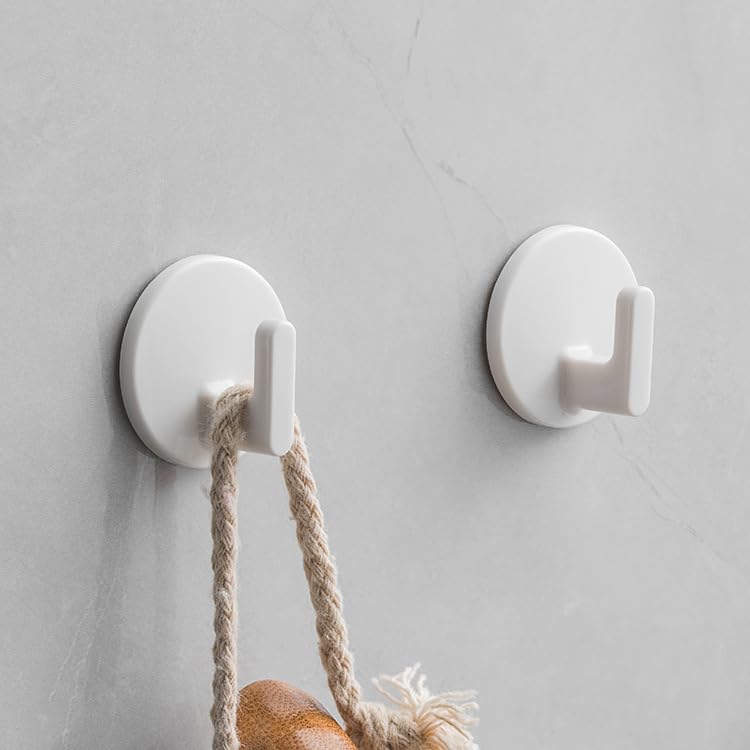 lightstar 6 Pcs Adhesive Plastic Hooks - Small Wall Hooks for Hanging, Drill-Free, Seamless - Kitchen Bathroom - 34 * 34 * 21 mm, White - Image 4