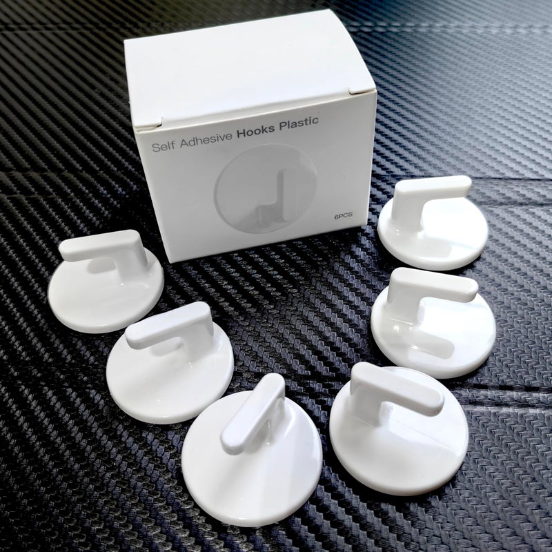 lightstar 6 Pcs Adhesive Plastic Hooks - Small Wall Hooks for Hanging, Drill-Free, Seamless - Kitchen Bathroom - 34 * 34 * 21 mm, White - Image 2