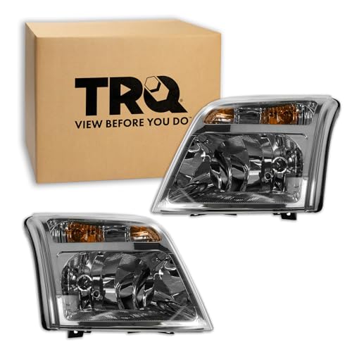 TRQ Headlight Assembly Set Headlights Driver & Passenger Side Compatible with 2010-2013 Ford Transit Connect FO2502296 FO2503296 - Image 2