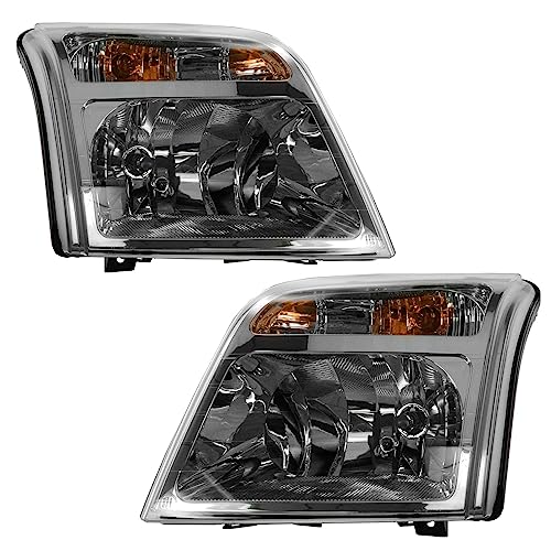 TRQ Headlight Assembly Set Headlights Driver & Passenger Side Compatible with 2010-2013 Ford Transit Connect FO2502296 FO2503296 - Image 1