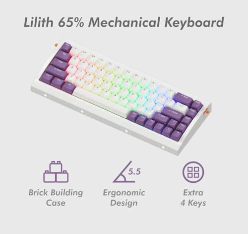 KBDcraft 02Lilith 65 55 Ergonomic Mechanical Keyboard LegoCompatible Case Gasket Mount Wired HotSwappable Keyboard RGB Linear Switch QMKVial for WinMac White Lilith Q 65 - Image 3