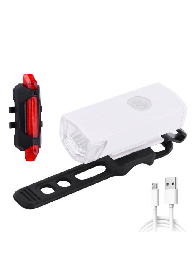 Generic Bright Waterproof Rechargeable Bicycle Light Set Outdoor Camping Warning Light Hiking Lighting Equipment Wholesale-Color:White Headlight 918 Tail Light OPP Bag  - Image 1