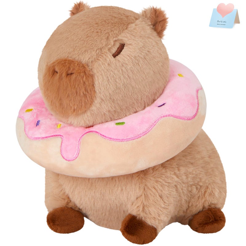 CozyWorld 10" Capybara Stuffed Animals, Donut Capybara Plush Toys, Kawaii Capibara Birthday for Kids Boys and Girls - Image 1