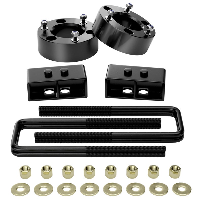 Richeer 3F 3R Leveling Lift Kit for 20042020 F150 3 Front Strut Spacers and 3 Rear Black Leveling Lift Block Kit Extended Square UBolts 33 Height for 20042020 F150 2WD 4WD