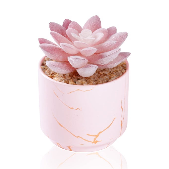 Succulent Artificial PlantsCute Fake Succulents in 1 Pink Ceramic PotsSmall Fake Plants for OfficeTableDeskBathroom BedroomAesthetic Room Shelves DecorDesk Decorations for Women Office