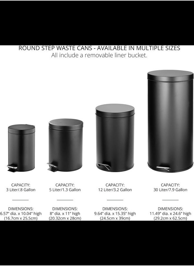 Generic Pedal Waste Basket — Metal Waste Bin with Pedal, Lid and Plastic Bucket Insert — Perfect for Bathroom, Kitchen, and Office — 5 Litre Household Rubbish Bin with Ergonomic Design — Marble Print  - Image 3