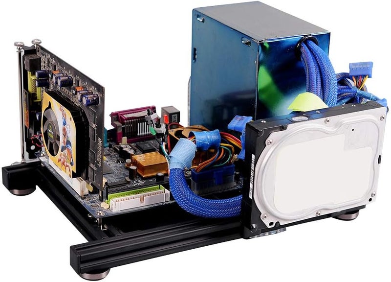 ITX Test Bench Computer Case PC Test Bench, ITX Computer Open Air Case Bracket Aluminum DIY Bare Frame, ATX Case Open Air Computer Case ITX Motherboard Test Bench-Black - Image 1