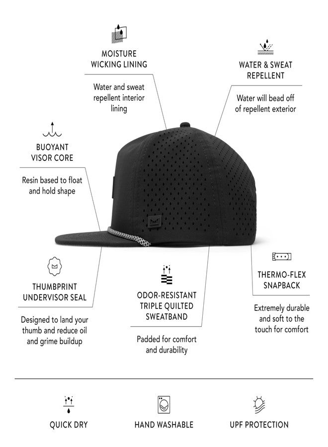 melin Coronado Brick Hydro, Black, Men's Performance Snapback Hats, Water-Resistant Fitted Baseball Caps for Men & Women, Golf, Running, or Workout Hat, Medium-Large - Image 2