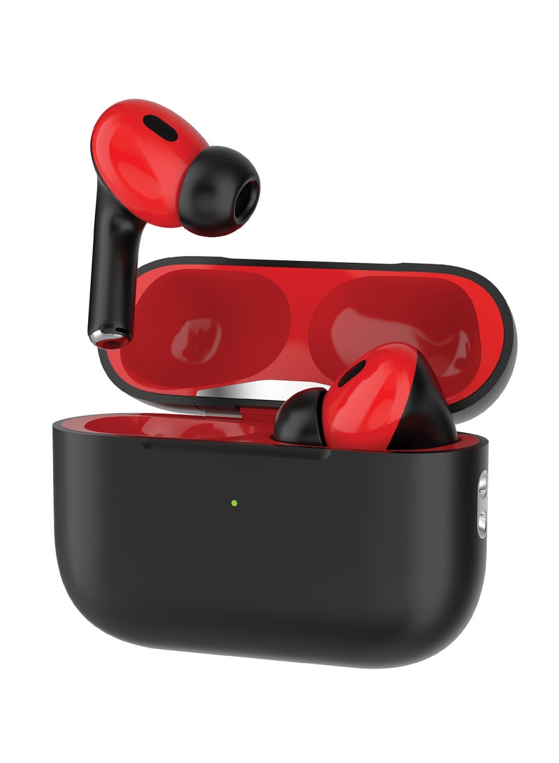 GREEN LION 2nd Gen Earbuds PRO2 with 13mm High-Excursion Driver / Enhanced Bass Performance Earphone/ Touch Control Headset / 4hrs Playtime Headphone/ Bluetooth 5.3 / Pop-Up Window / Type-C Charging - Black & Red - Image 1