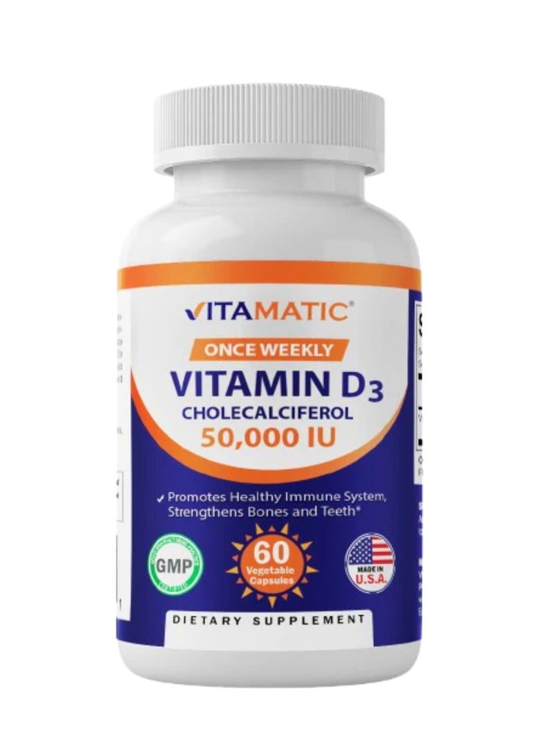Vitamatic Vitamin D3 50000 IU 60 Vegetable Capsules