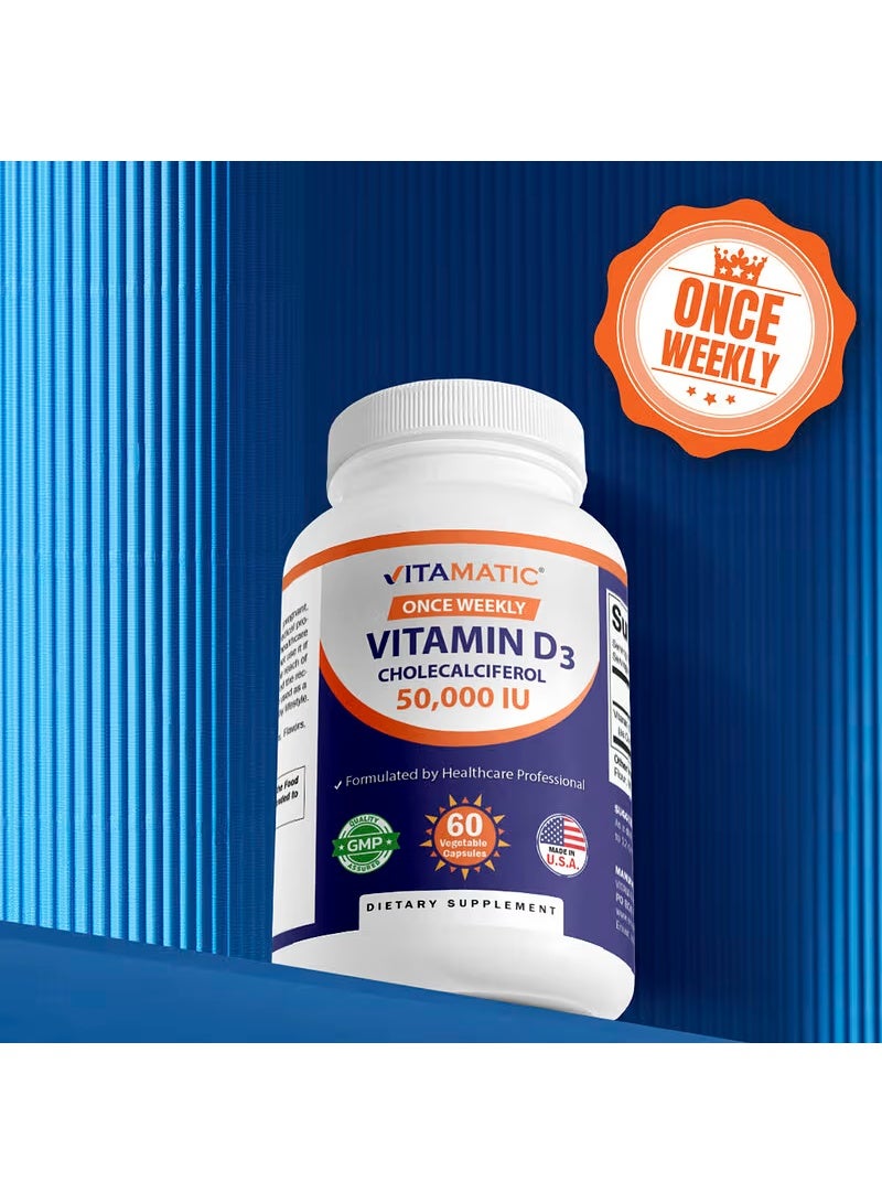 Vitamatic Vitamin D3 50000 IU 60 Vegetable Capsules - Image 5
