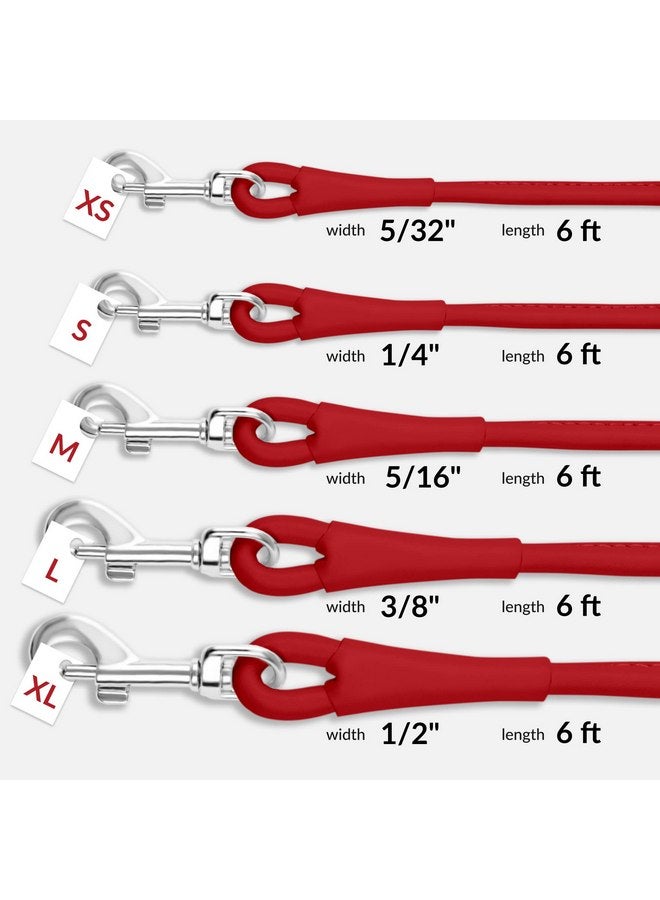 CollarDirect Rolled Leather Dog Leash 6ft, Soft Training Leather Dog Leash for Puppy and Grown Dog Small Medium Large Black Blue Red Orange Green Pink White (Red, Size S 6ft) - Image 3