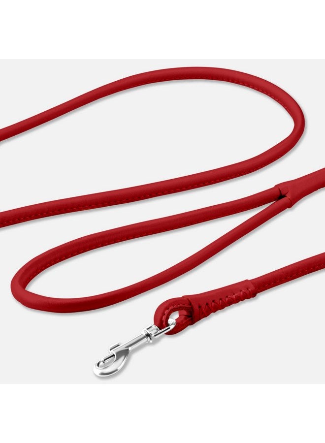 CollarDirect Rolled Leather Dog Leash 6ft, Soft Training Leather Dog Leash for Puppy and Grown Dog Small Medium Large Black Blue Red Orange Green Pink White (Red, Size S 6ft) - Image 2