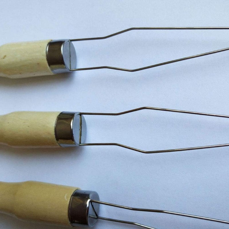 كلاراكو Klarako 3 قطع من خطاف الأزرار ذو حلقة سلكية فولاذية مع جهاز مساعدة الأزرار بمقبض خشبي - Image 2