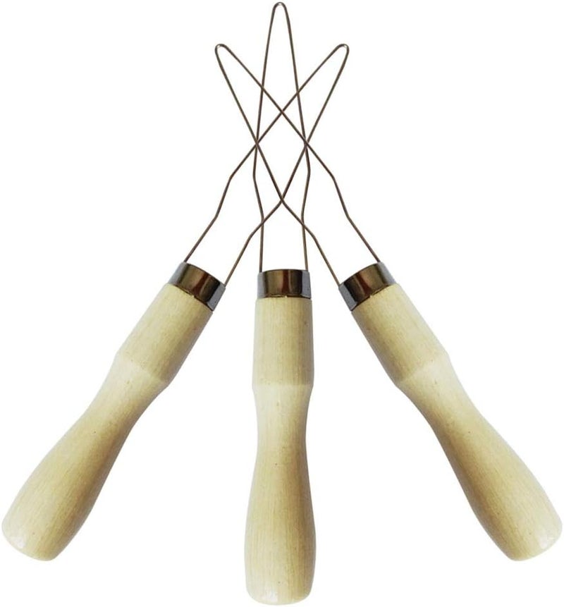 كلاراكو Klarako 3 قطع من خطاف الأزرار ذو حلقة سلكية فولاذية مع جهاز مساعدة الأزرار بمقبض خشبي - Image 1