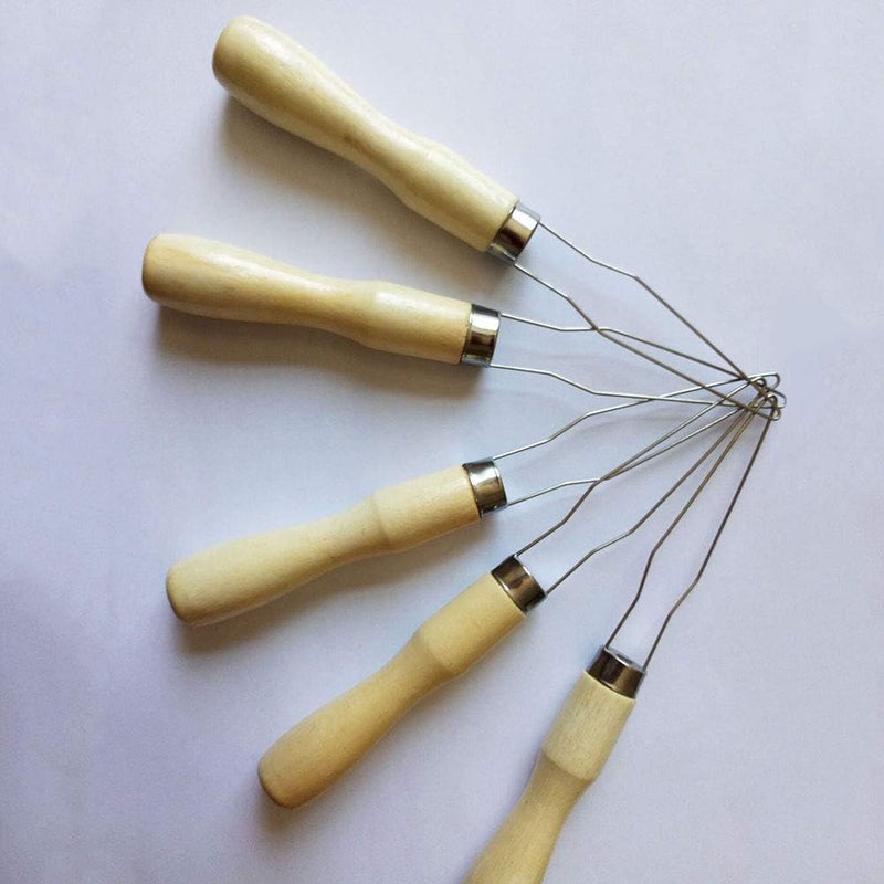 كلاراكو Klarako 3 قطع من خطاف الأزرار ذو حلقة سلكية فولاذية مع جهاز مساعدة الأزرار بمقبض خشبي - Image 3