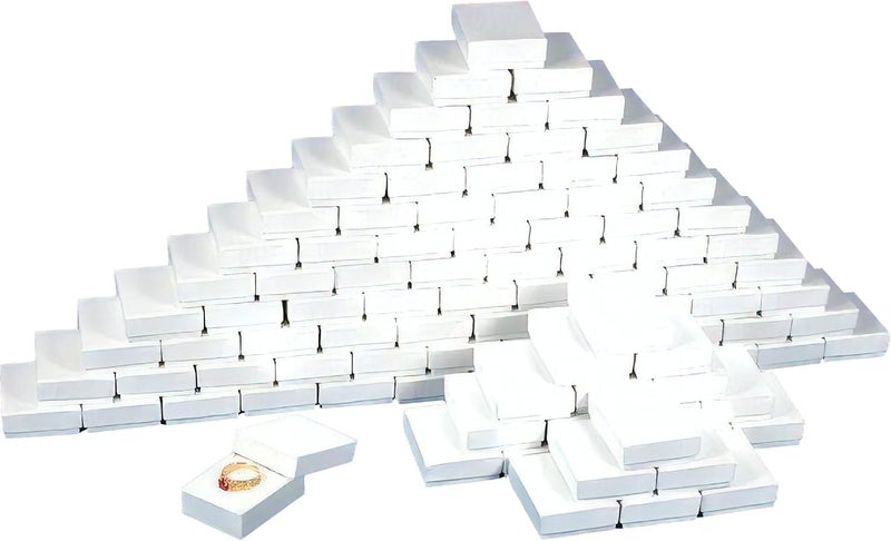 100 White Swirl Cotton Charm Jewelry Boxes Gift Display 2 18 x 1 58 x 34