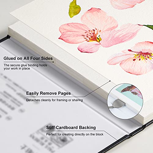 Paul Rubens Watercolor Block, High Absorption, Artist Quality Cold-Pressed Watercolor Sketchbook 10.82 x 7.79'', 100% Cotton 140lb/300gsm 20 Sheets, Art Supplies for Beginners, Artists & Professionals - Image 2