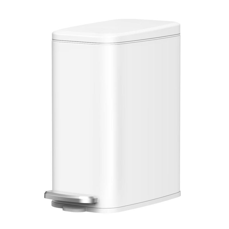 Cesun Slim Bathroom Trash Can with Lid Soft Close, 6L/1.6 Gallon Stainless Steel Small Garbage Can with Foot Pedal and Removable Inner Bucket, Slim Wastebasket for Bathroom, Office, Toilet (White) - Image 1