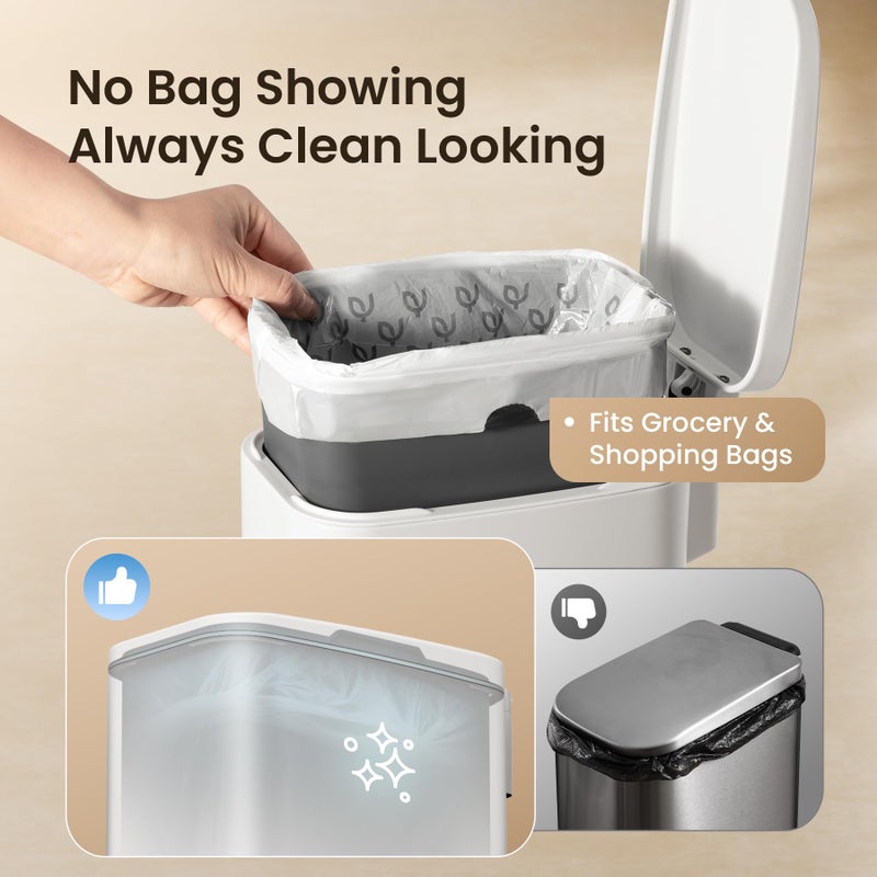 Cesun Slim Bathroom Trash Can with Lid Soft Close, 6L/1.6 Gallon Stainless Steel Small Garbage Can with Foot Pedal and Removable Inner Bucket, Slim Wastebasket for Bathroom, Office, Toilet (White) - Image 3
