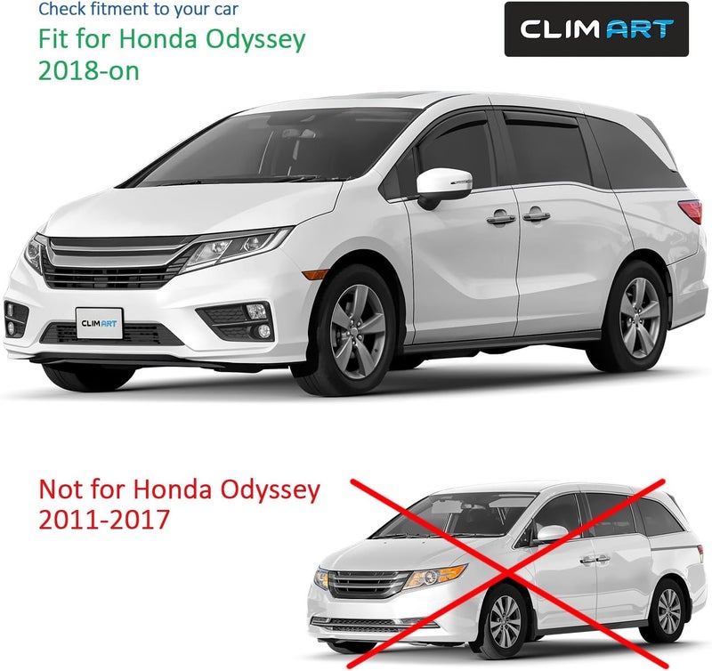 CLIM ART In-Channel Rain Guards for Honda Odyssey 2018-2023 - 4 pcs Window Deflectors - Image 5